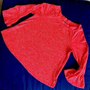 NALLY & MILLIE Coral color stripe Knit sweater Bell sleeve NO size loose fit